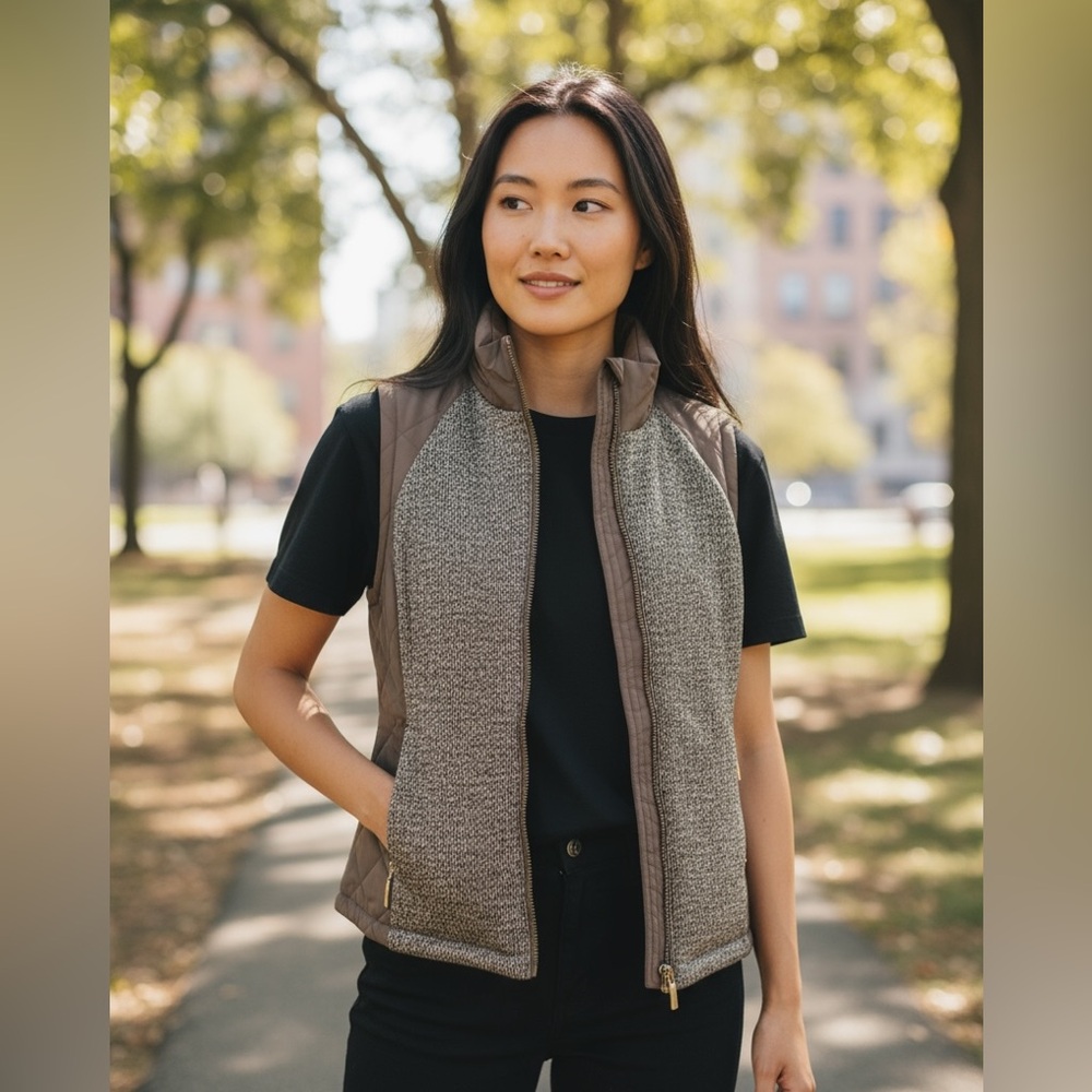 Daisy Women's Gray Quilted Vest - Picture 1 of 3